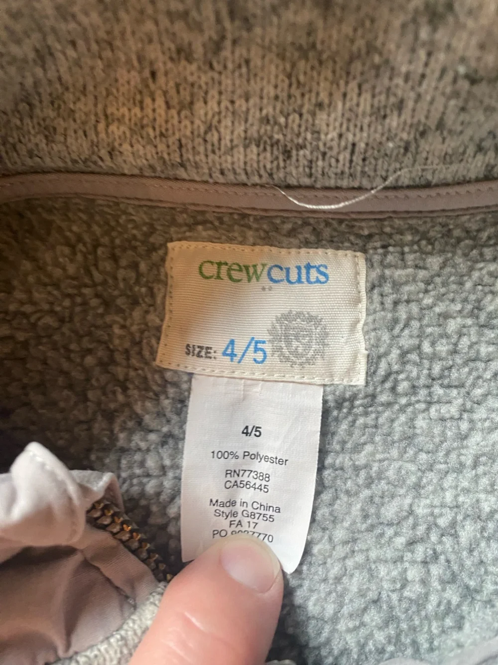 Crewcuts Heather Gray Zip-Up Fleece Vest - size 4/5
